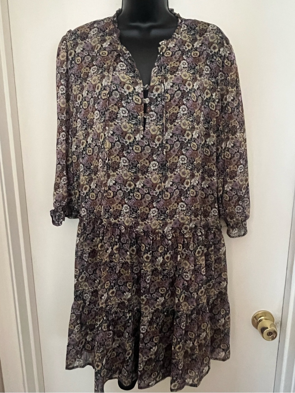 Rewind  Floral Tiered Long Sleeve Dress